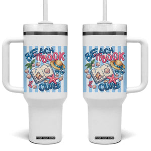 Beach Book Club Tumbler With Handle Bookworm Summer Vacation Graphic TS12 One Size: 40 oz White Print Your Wear