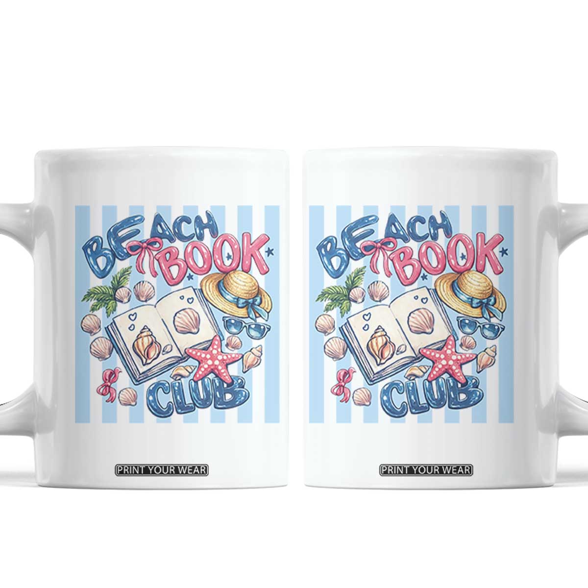 Beach Book Club Coffee Mug Bookworm Summer Vacation Graphic TS12 White Print Your Wear
