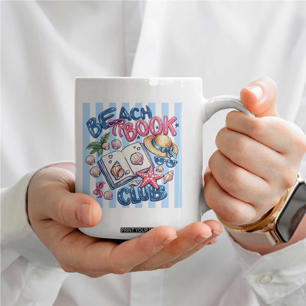 Beach Book Club Coffee Mug Bookworm Summer Vacation Graphic TS12 Print Your Wear