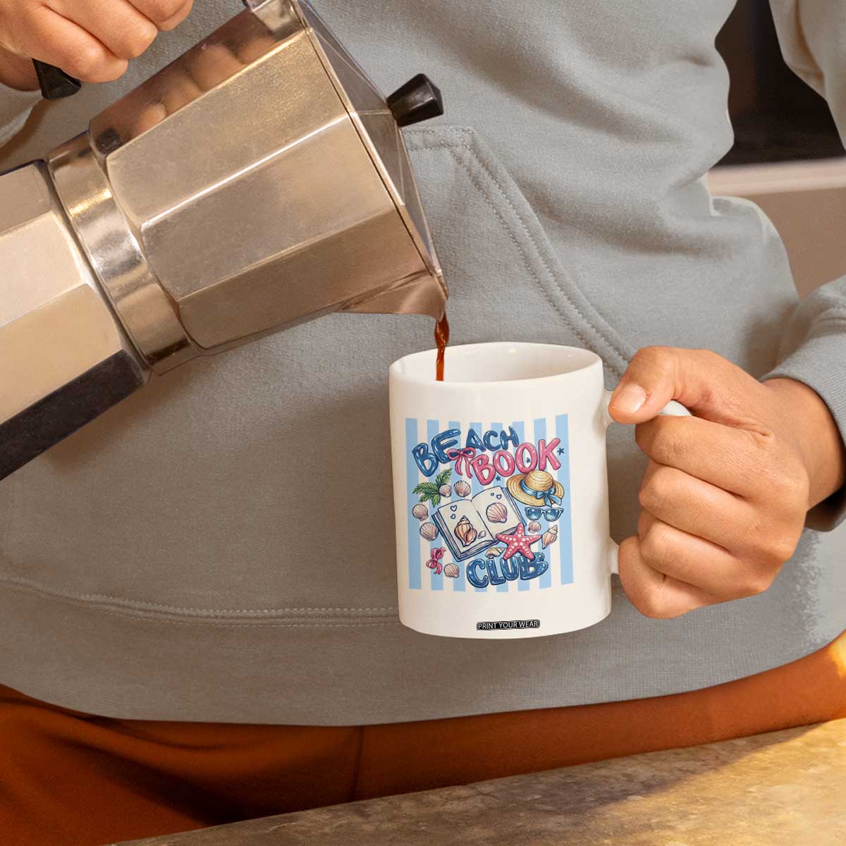 Beach Book Club Coffee Mug Bookworm Summer Vacation Graphic TS12 Print Your Wear