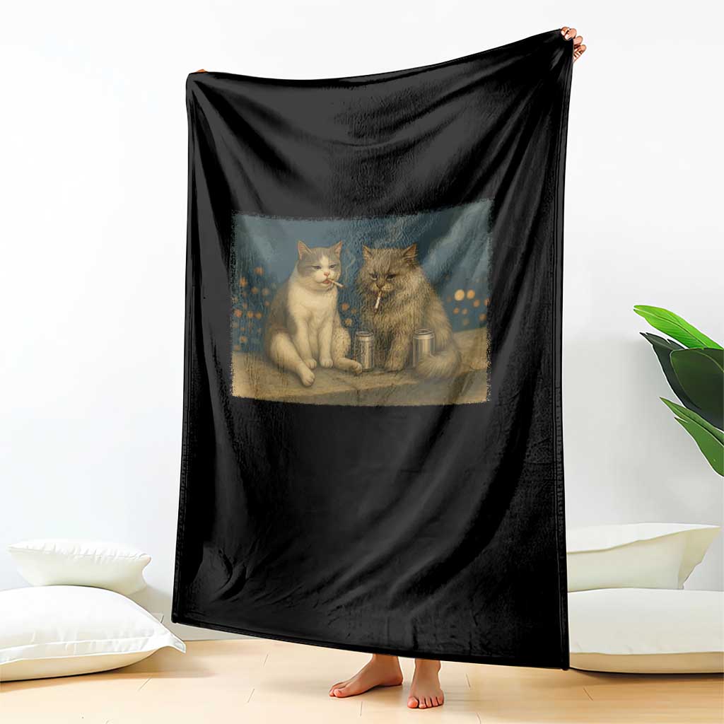 Funny Smoking Cat Throw Blanket Meme Cool Kitten With Cigarette TS12 Print Your Wear