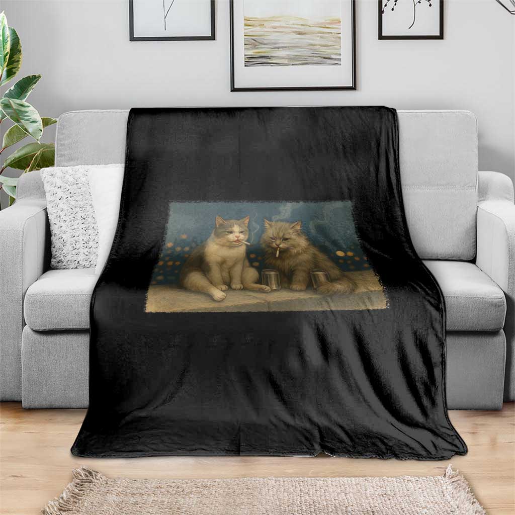 Funny Smoking Cat Throw Blanket Meme Cool Kitten With Cigarette TS12 Print Your Wear