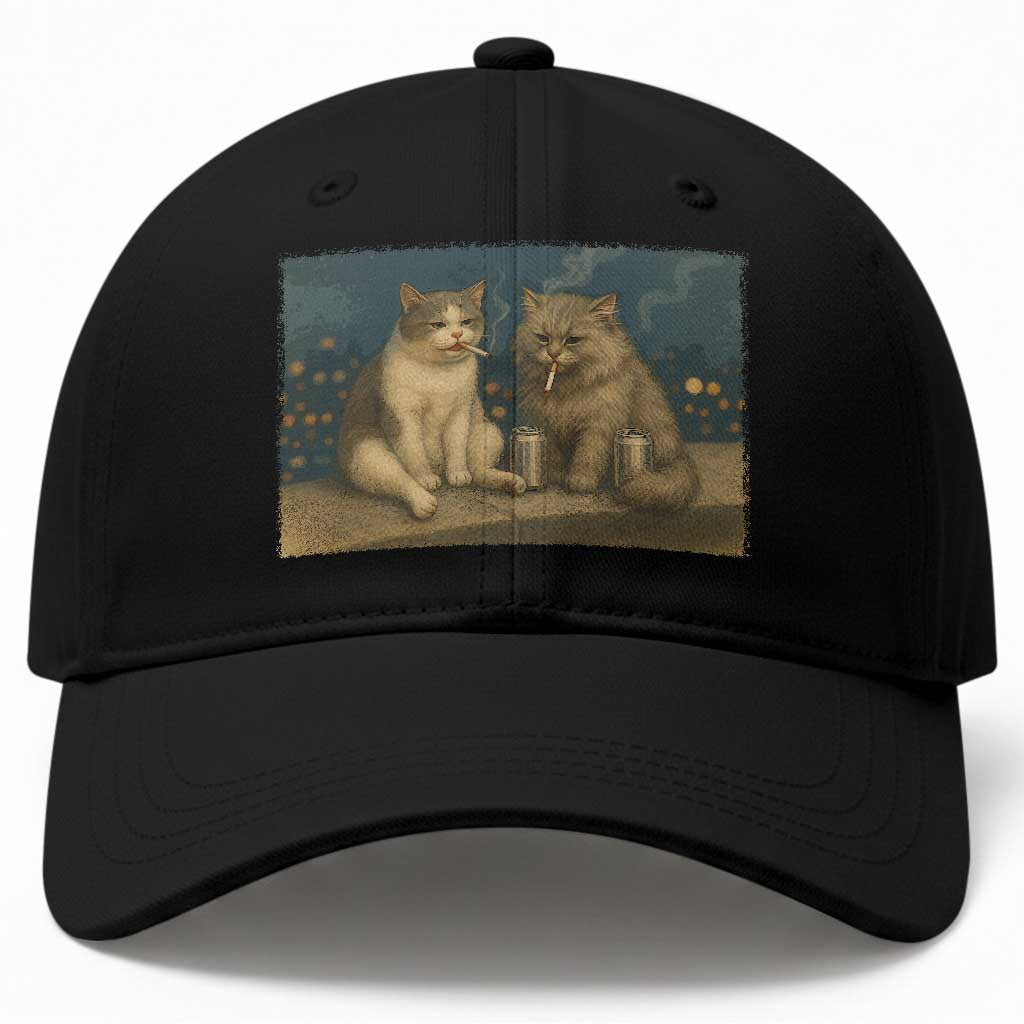 Funny Smoking Cat Baseball Cap Meme Cool Kitten With Cigarette TS12 Print Your Wear