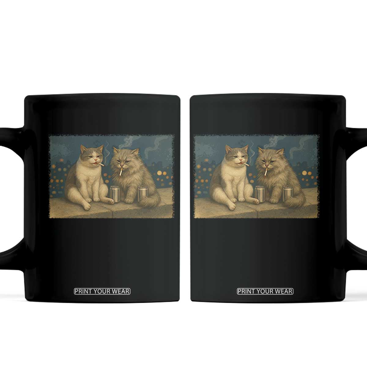 Funny Smoking Cat Coffee Mug Meme Cool Kitten With Cigarette TS12 Black Print Your Wear
