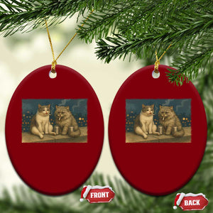 Funny Smoking Cat Ceramic Ornament Meme Cool Kitten With Cigarette TS12 Print Your Wear