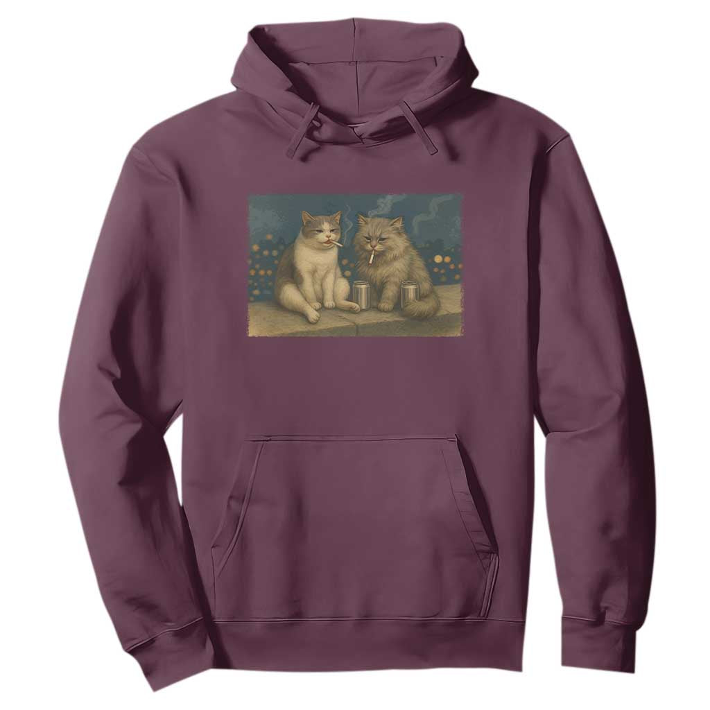 Funny Smoking Cat Hoodie Meme Cool Kitten With Cigarette TS12 Maroon Print Your Wear