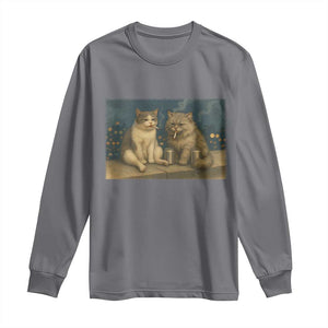 Funny Smoking Cat Long Sleeve Shirt Meme Cool Kitten With Cigarette TS12 Charcoal Print Your Wear