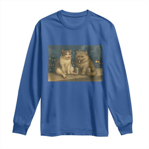 Funny Smoking Cat Long Sleeve Shirt Meme Cool Kitten With Cigarette TS12 Royal Blue Print Your Wear