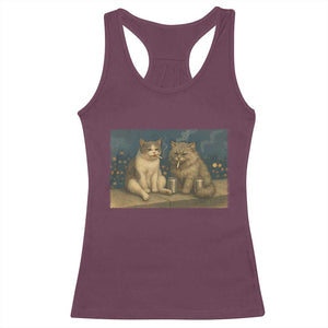 Funny Smoking Cat Racerback Tank Top Meme Cool Kitten With Cigarette TS12 Maroon Print Your Wear