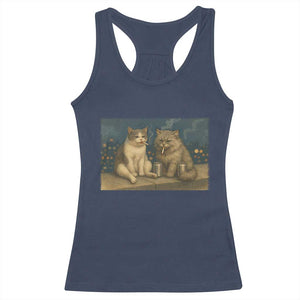 Funny Smoking Cat Racerback Tank Top Meme Cool Kitten With Cigarette TS12 Navy Print Your Wear