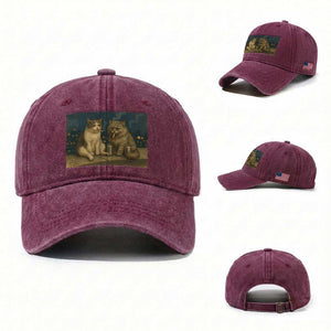 Funny Smoking Cat Washed Cotton Baseball Cap Meme Cool Kitten With Cigarette TS12 Washed Cap Universal Fit Burgundy Print Your Wear