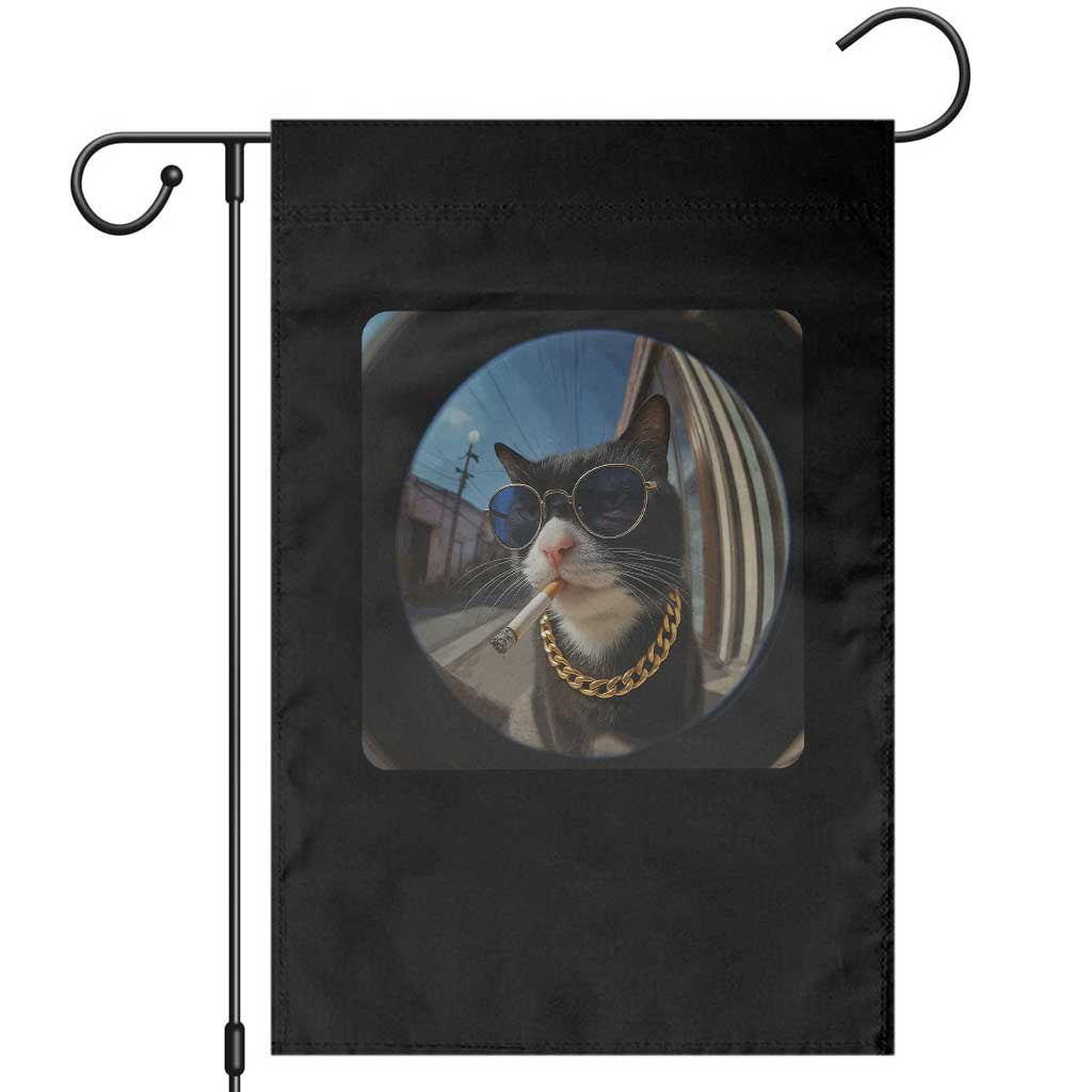 Smoking Cat Garden Flag Meme Funny Cool Kitten TS12 Black Print Your Wear