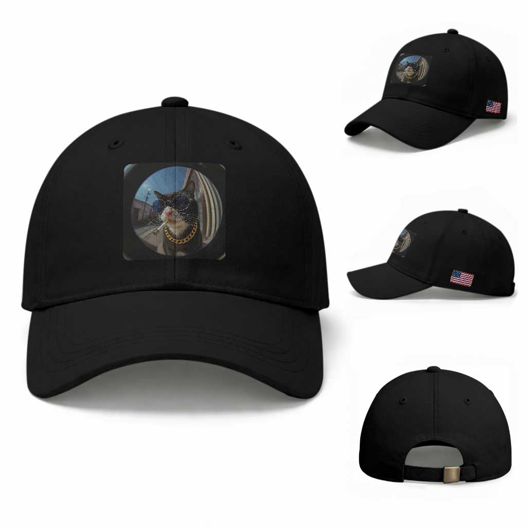 Smoking Cat Baseball Cap Meme Funny Cool Kitten TS12 Baseball Cap Universal Fit Black Print Your Wear