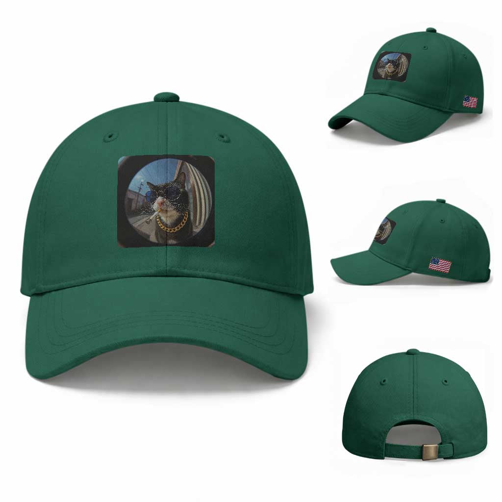 Smoking Cat Baseball Cap Meme Funny Cool Kitten TS12 Baseball Cap Universal Fit Irish Green Print Your Wear