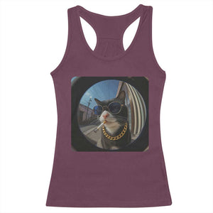 Smoking Cat Racerback Tank Top Meme Funny Cool Kitten TS12 Maroon Print Your Wear