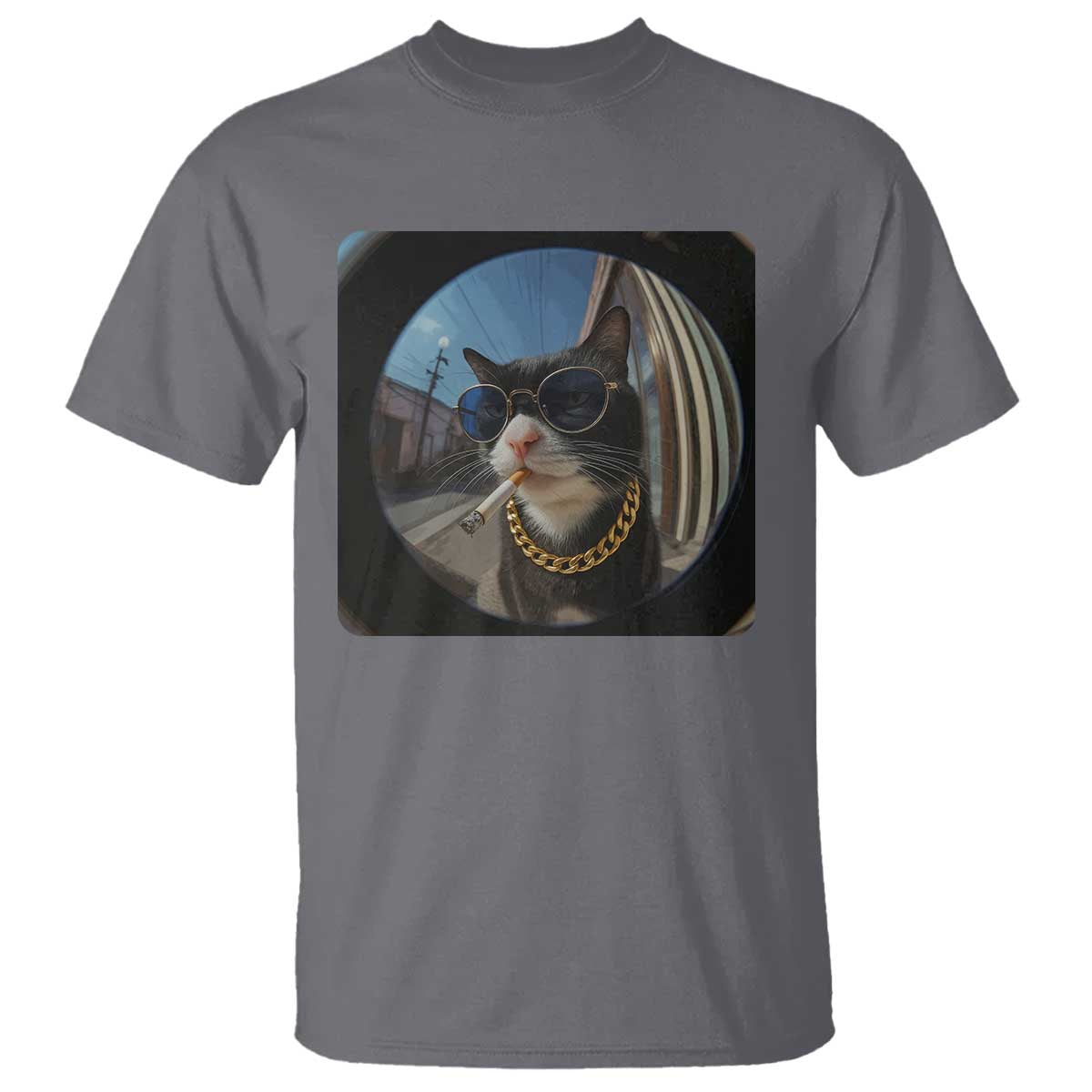 Smoking Cat T Shirt Meme Funny Cool Kitten TS12 Charcoal Print Your Wear