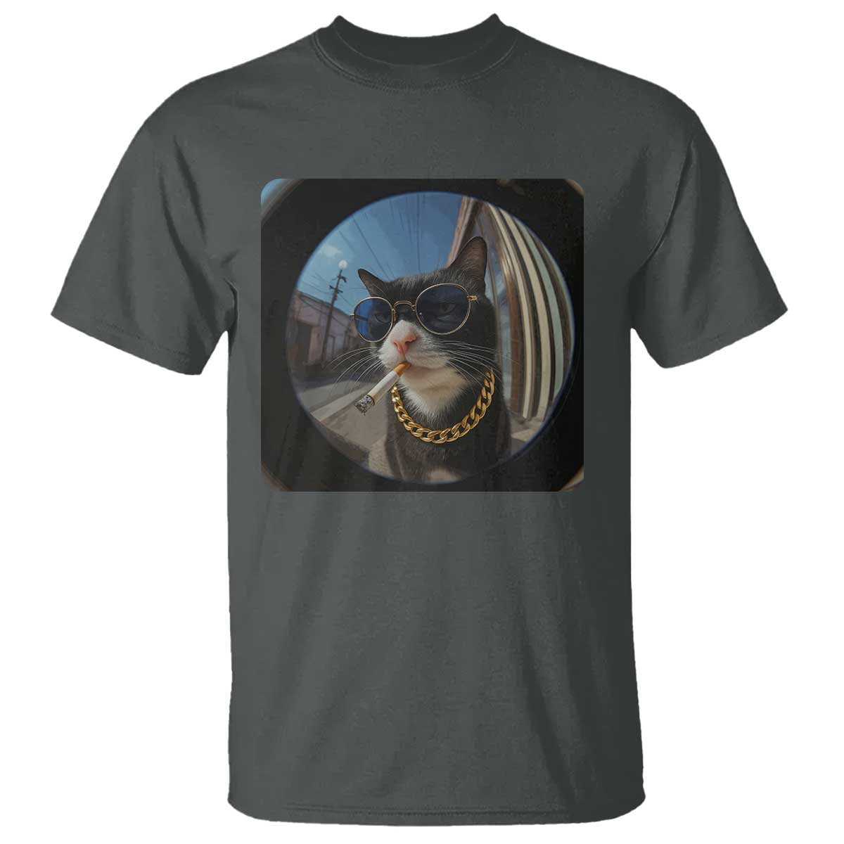 Smoking Cat T Shirt Meme Funny Cool Kitten TS12 Dark Heather Print Your Wear