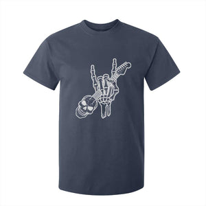 Rock N Roll T Shirt For Kid Skeleton Hand Playing Guitar Heavy Metal Music TS12 Navy Print Your Wear