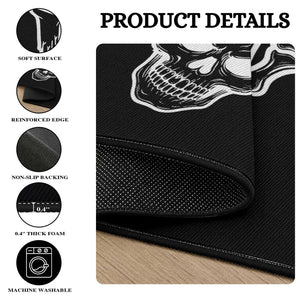 Rock N Roll Round Rug Skeleton Hand Playing Guitar Heavy Metal Music