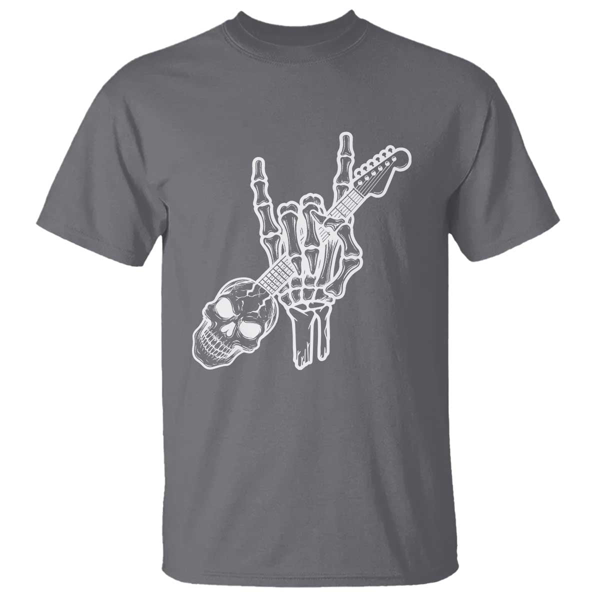 Rock N Roll T Shirt Skeleton Hand Playing Guitar Heavy Metal Music TS12 Charcoal Print Your Wear