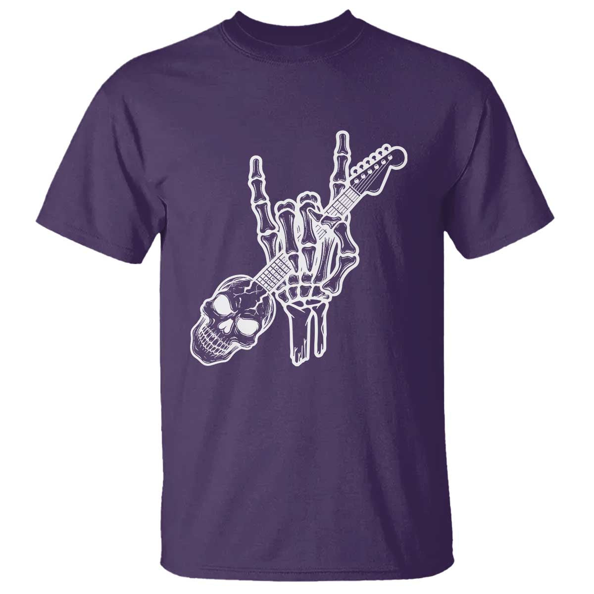 Rock N Roll T Shirt Skeleton Hand Playing Guitar Heavy Metal Music TS12 Purple Print Your Wear