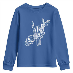 Rock N Roll Youth Sweatshirt Skeleton Hand Playing Guitar Heavy Metal Music TS12 Royal Blue Print Your Wear