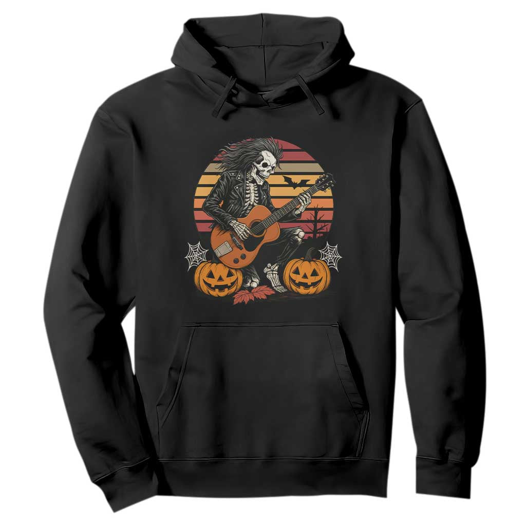 Halloween Rock Hoodie Skeleton Playing Guitar Rock And Roll TS12 Black Print Your Wear