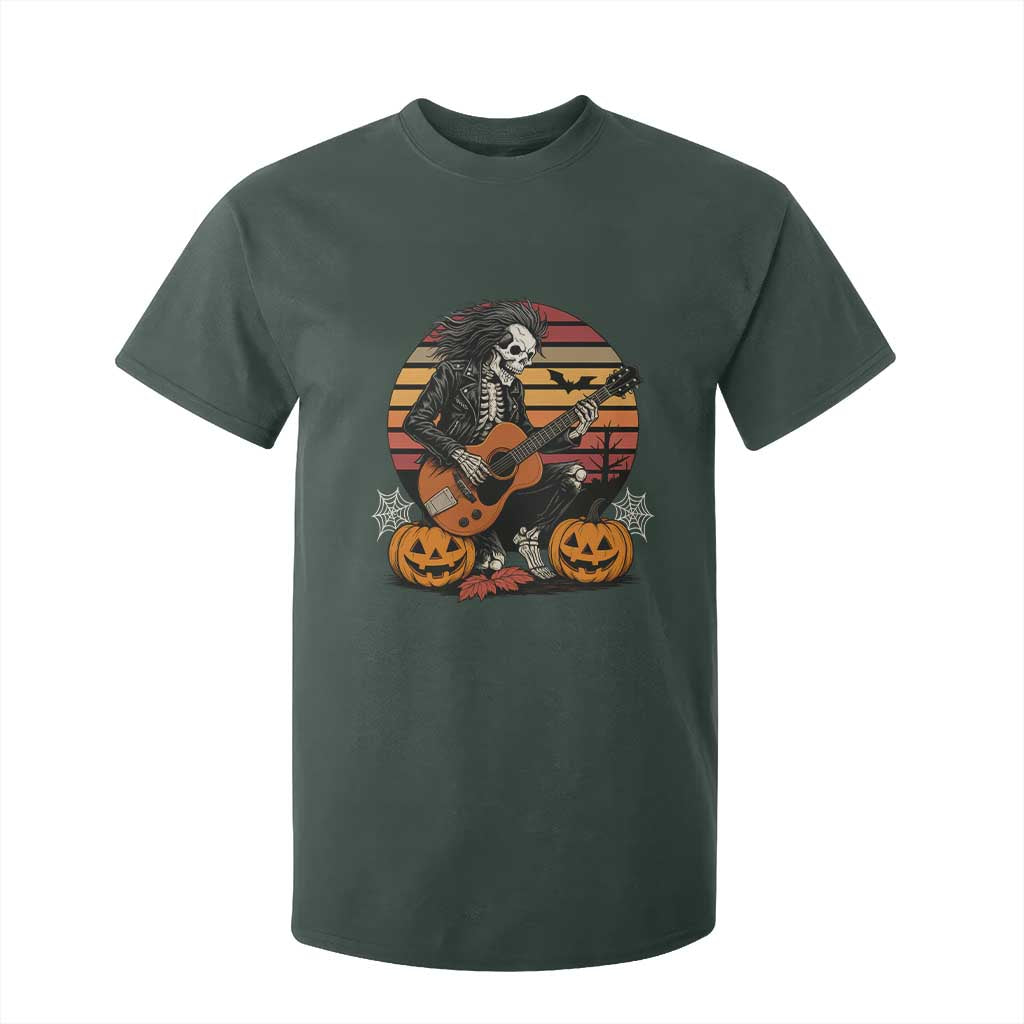 Halloween Rock T Shirt For Kid Skeleton Playing Guitar Rock And Roll TS12 Dark Forest Green Print Your Wear