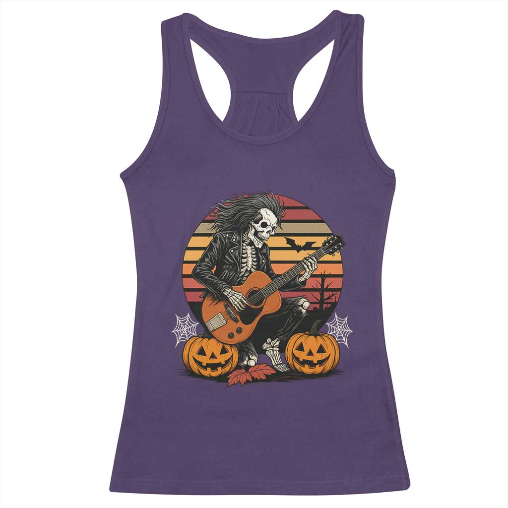 Halloween Rock Racerback Tank Top Skeleton Playing Guitar Rock And Roll TS12 Purple Print Your Wear