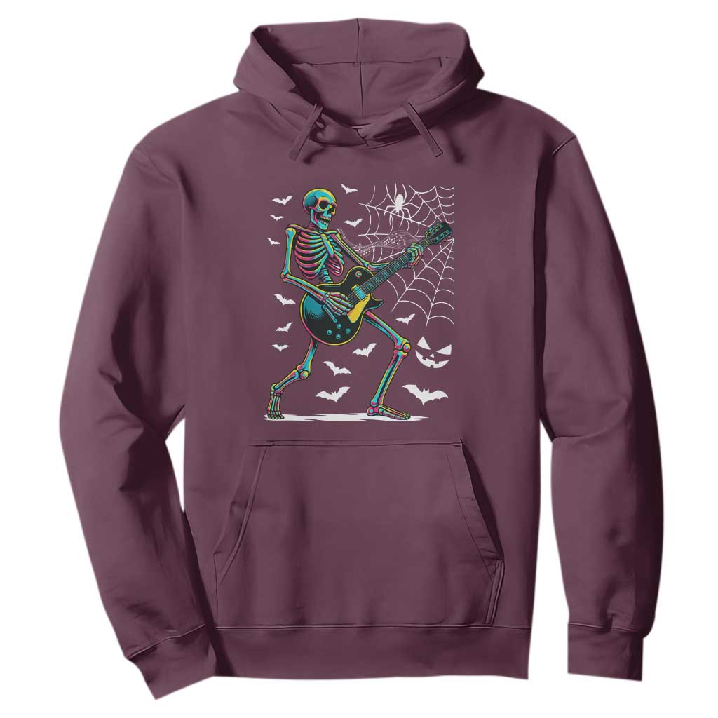 Halloween Rock And Roll Hoodie Skeleton Playing Guitar TS12 Maroon Print Your Wear