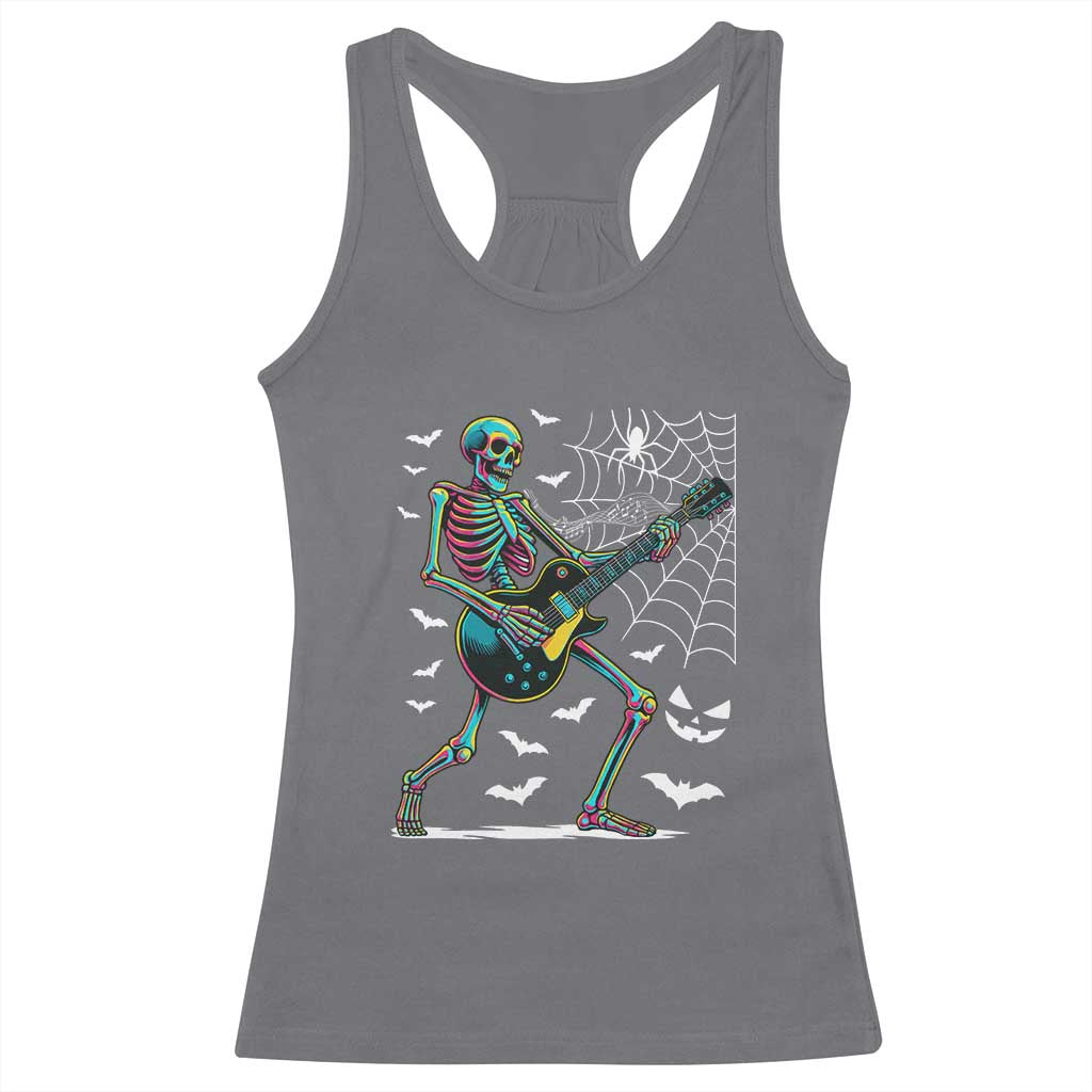 Halloween Rock And Roll Racerback Tank Top Skeleton Playing Guitar TS12 Charcoal Print Your Wear