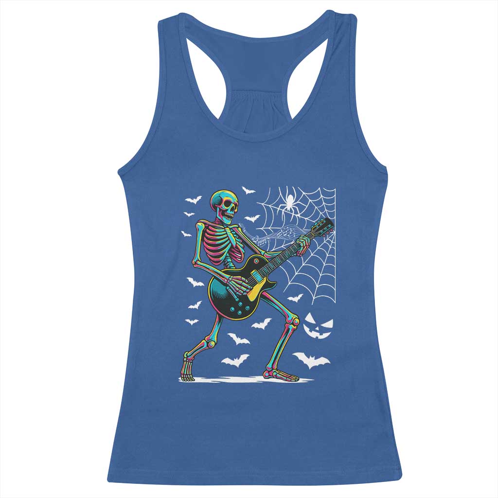 Halloween Rock And Roll Racerback Tank Top Skeleton Playing Guitar TS12 Royal Blue Print Your Wear