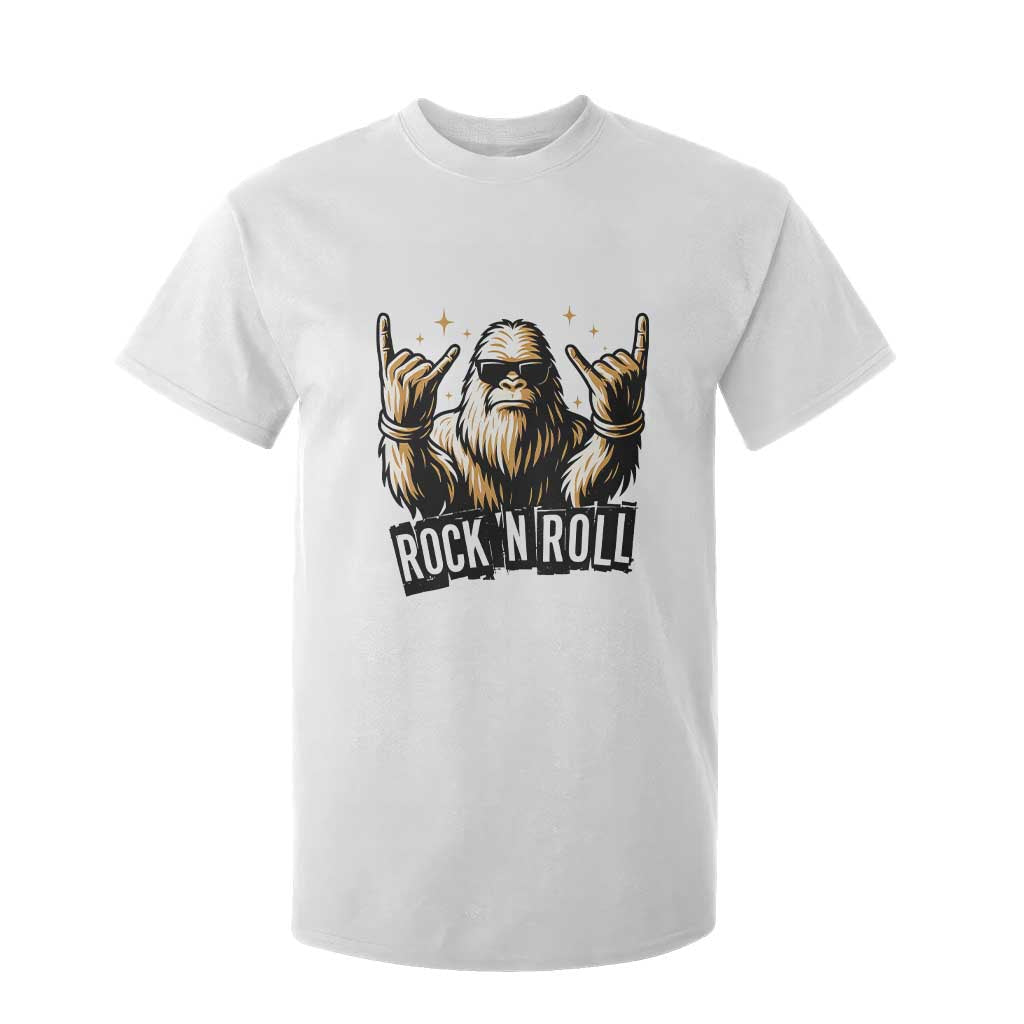 Funny Bigfoot Rock N Roll T Shirt For Kid Music Lover Sasquatch TS12 White Print Your Wear