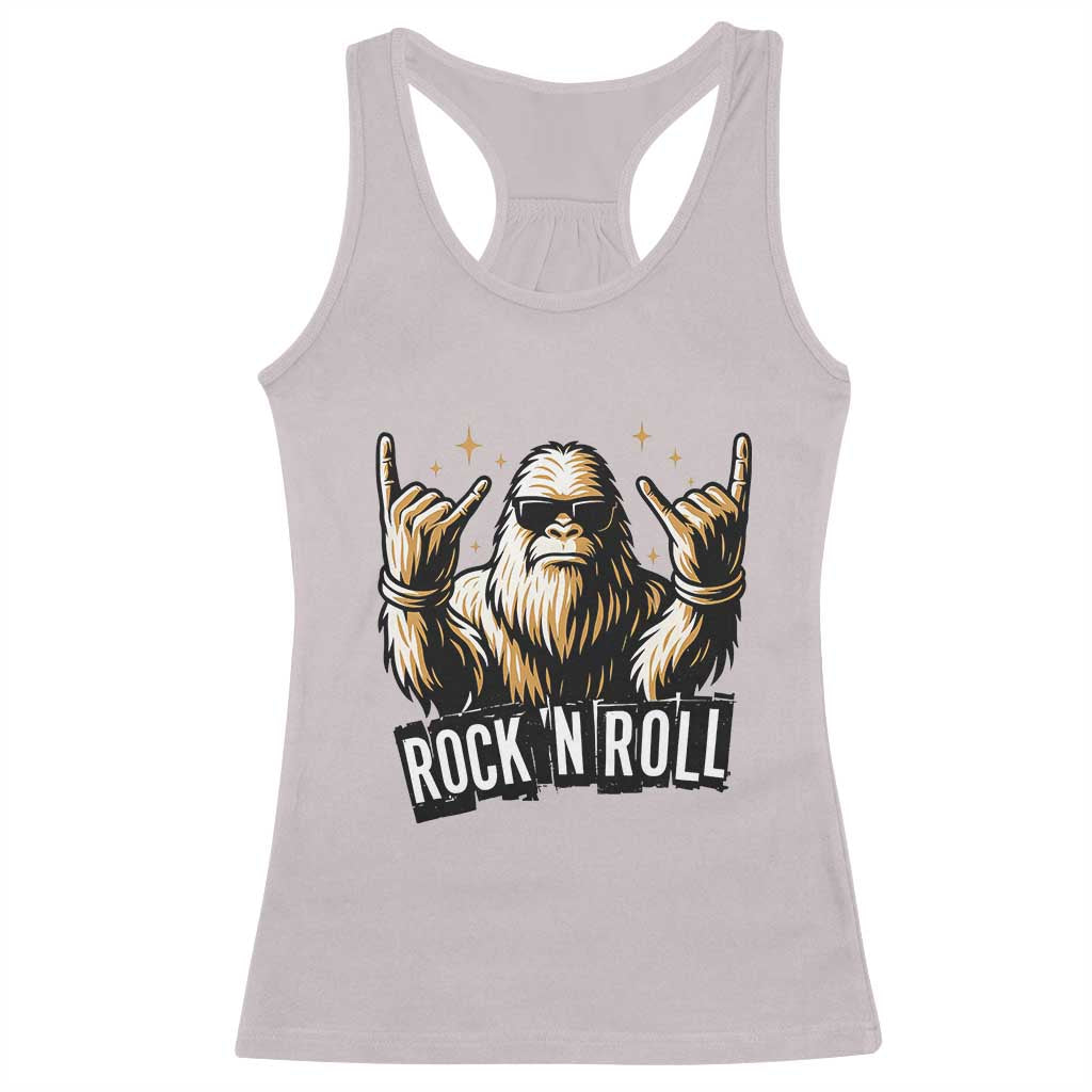 Funny Bigfoot Rock N Roll Racerback Tank Top Music Lover Sasquatch TS12 Ice Gray Print Your Wear