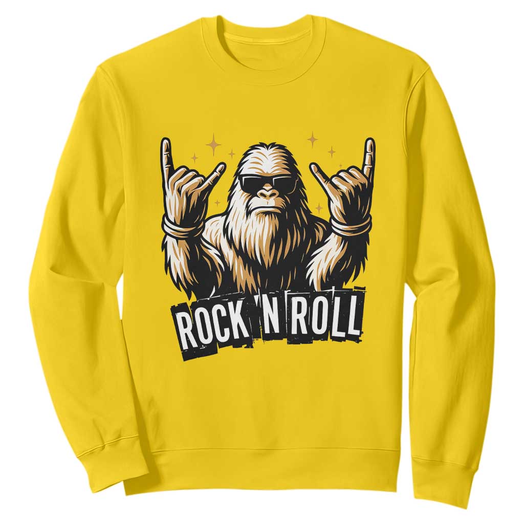Funny Bigfoot Rock N Roll Sweatshirt Music Lover Sasquatch TS12 Daisy Print Your Wear