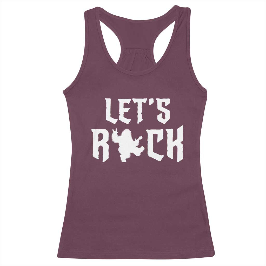 Bigfoot Rock N Roll Racerback Tank Top Funny Lets Rock Music Lover TS12 Maroon Print Your Wear