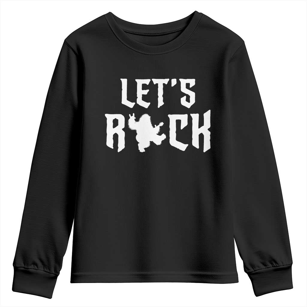 Bigfoot Rock N Roll Youth Sweatshirt Funny Lets Rock Music Lover TS12 Black Print Your Wear