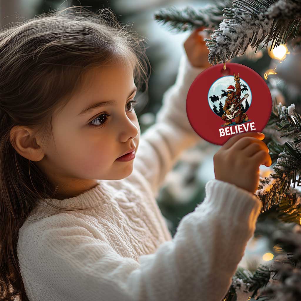 Xmas Bigfoot Christmas Ornament Believe Funny Santa Rock N Roll TS12 Print Your Wear