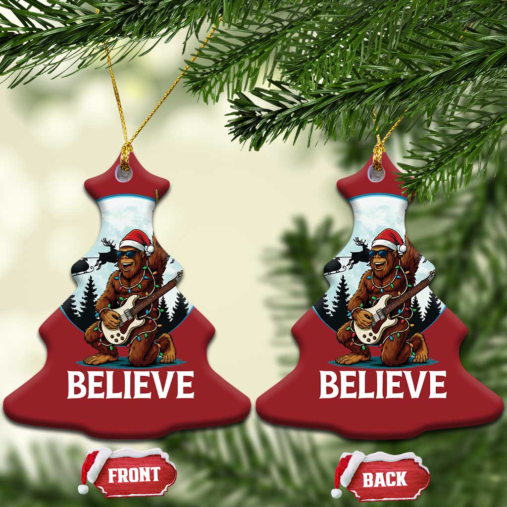 Xmas Bigfoot Christmas Ornament Believe Funny Santa Rock N Roll TS12 Christmas Tree Red Print Your Wear