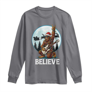 Christmas Bigfoot Long Sleeve Shirt Believe Funny Santa Rock N Roll TS12 Charcoal Print Your Wear