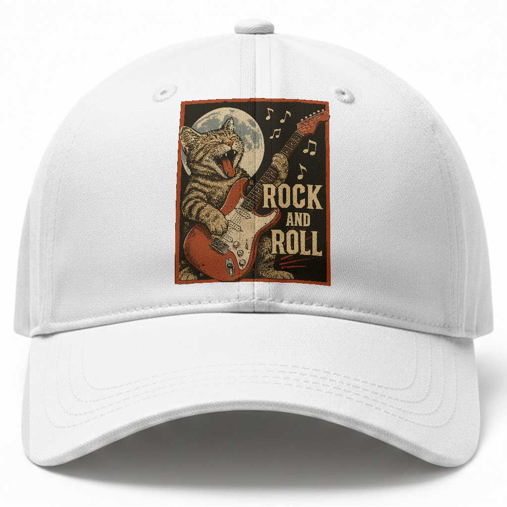 Funny Rock And Roll Baseball Cap Cat Playing Electric Guitar Music Lover TS12 Print Your Wear