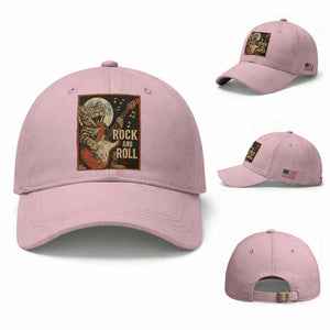 Funny Rock And Roll Baseball Cap Cat Playing Electric Guitar Music Lover TS12 Baseball Cap Universal Fit Light Pink Print Your Wear