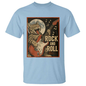 Funny Rock And Roll T Shirt Cat Playing Electric Guitar Music Lover TS12 Light Blue Print Your Wear