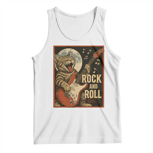 Funny Rock And Roll Tank Top Cat Playing Electric Guitar Music Lover TS12 White Print Your Wear