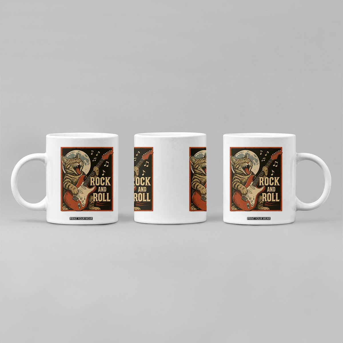 Funny Rock And Roll Coffee Mug Cat Playing Electric Guitar Music Lover TS12 Print Your Wear