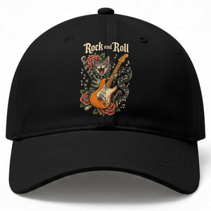 Funny Rock Star Cat Playing Electric Guitar Baseball Cap Music Lover TS12 Print Your Wear
