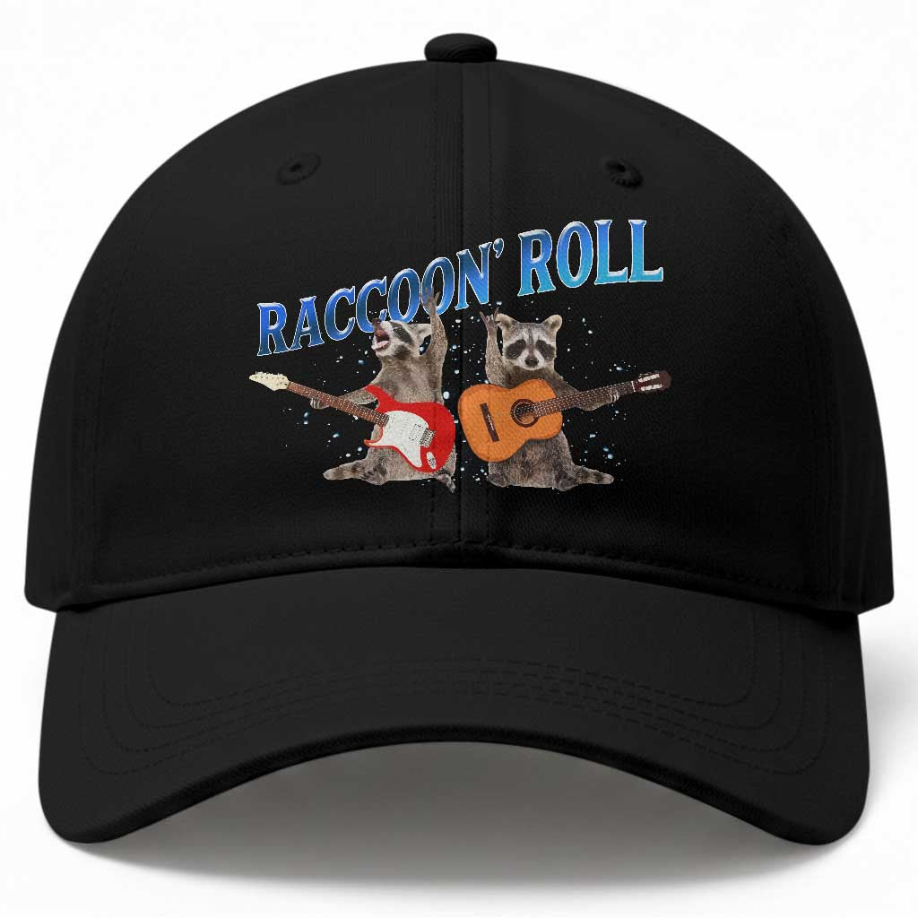 Raccoon Rock And Roll Baseball Cap Funny Rock Band Playing Guitar Electric Music Lover TS12 Print Your Wear