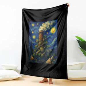Starry Night Hops Brewery Throw Blanket Vintage Hops Beer Lover Painterly TS12 Print Your Wear