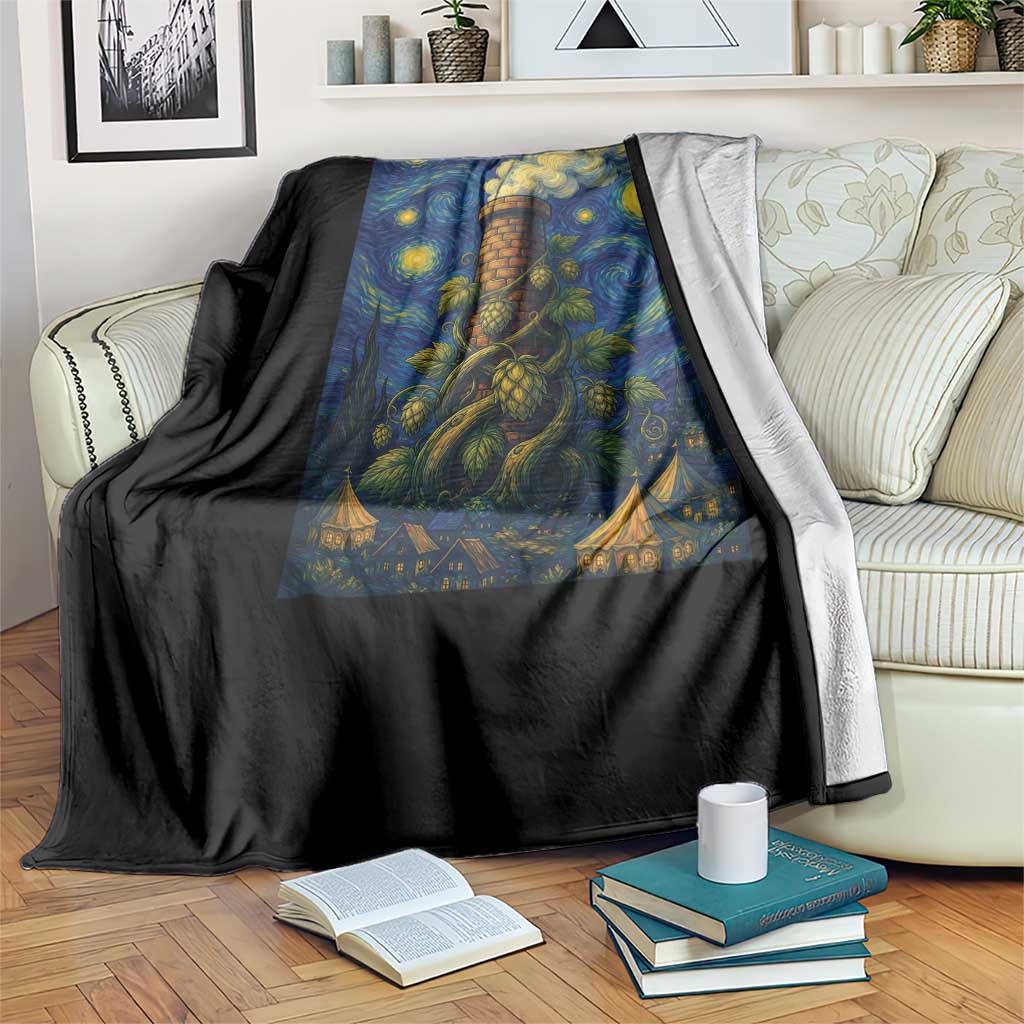 Starry Night Hops Brewery Throw Blanket Vintage Hops Beer Lover Painterly TS12 Print Your Wear