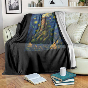 Starry Night Hops Brewery Throw Blanket Vintage Hops Beer Lover Painterly TS12 Print Your Wear